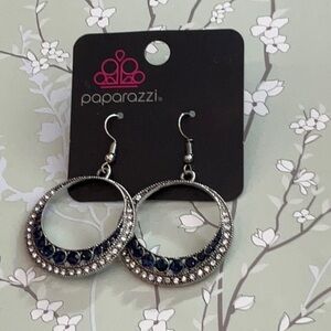 ❄️ Paparazzi | Silver and Blue Hoop Earrings Shabby Chic Date Night